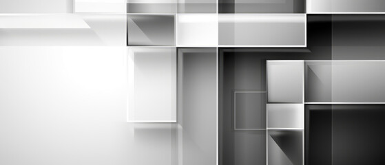 Geometric glass grey and white squares.