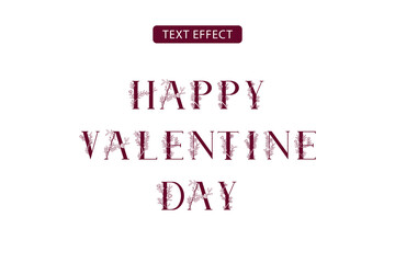 Happy valentines day floral text effect