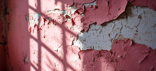 Pink Wall with Peeling Paint Generative AI