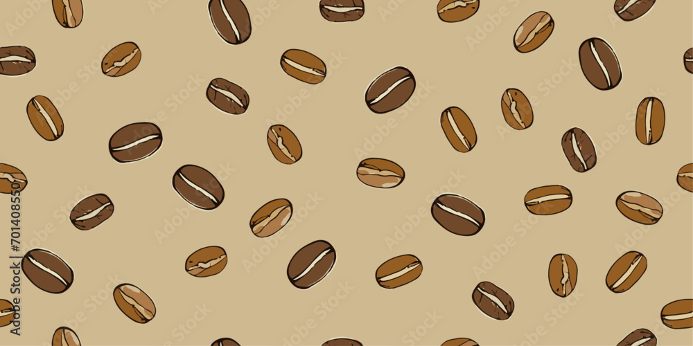 Aufkleber coffee bean pattern. vector pattern with coffee beans. for print and pattern in coffee house, wrappe