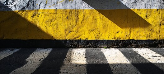 Yellow and Black Wall with Shadow Generative AI