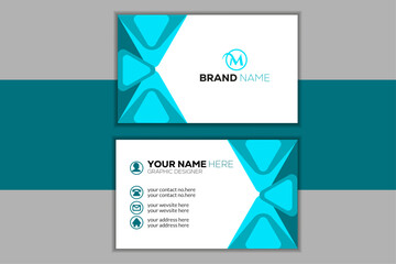 Naklejka premium Blue and modern creative business card and name card, simple clean template vector design, layout in rectangle size.