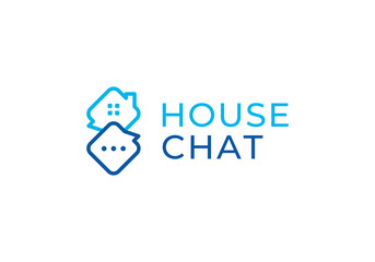 simple house talk logo, home chat symbol design inspiration - obrazy, fototapety, plakaty