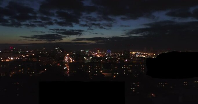 Emergency power outage in a big city in the evening. 
