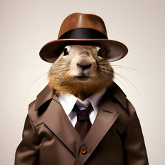 Groundhog wearing a black top hat Happy groundhog day