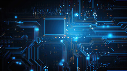 Advanced Technology Concept Visualization: Circuit Board CPU Processor Microchip Starting Artificial Intelligence Digitalization of Neural Networking and Cloud Computing. Digital Lines Move Data.
