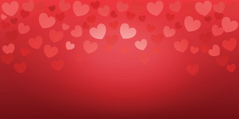 Valentine's day hearts on a red background. Vector illustration.