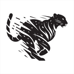 Fleet-Footed Feline: Running Leopard Silhouette Capturing Speed - Running leopard Silhouette, Leopard Black Vector Stock
 - obrazy, fototapety, plakaty