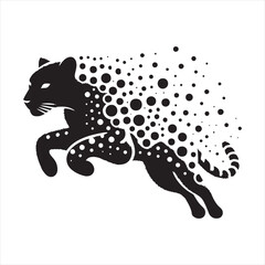 Rapid Wildlife: Leopard Running Silhouette in Dynamic Motion - Running leopard Silhouette, Leopard Black Vector Stock
 - obrazy, fototapety, plakaty
