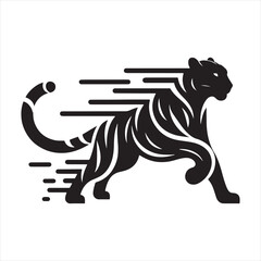 Swift and Stealthy: Leopard's Running Silhouette - Running leopard Silhouette, Leopard Black Vector Stock
 - obrazy, fototapety, plakaty