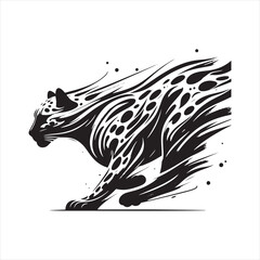 Wildcat in Full Motion: Silhouette of a Running Leopard - Nature's Swift Stride - Black vector stock
 - obrazy, fototapety, plakaty