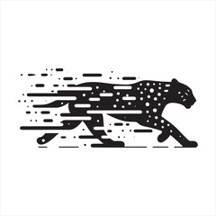Leopard in Full Stride: Running Silhouette of the Wild - Jungle's Elegance - Black vector stock
