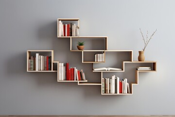 Fototapeta premium A modern and fancy wall-hanging bookshelf for home decor