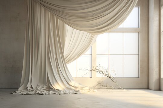 Drapes, or curtains in a house on window