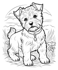 Puppy dog illustration coloring page - coloring book