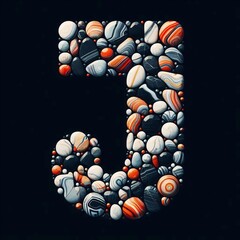 J shape made of marble pebbles. AI generated illustration