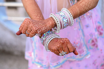 Indian bride's bangles close up