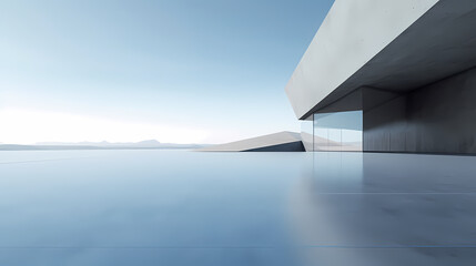Fototapeta premium 3d render of abstract futuristic architecture with empty concrete floor