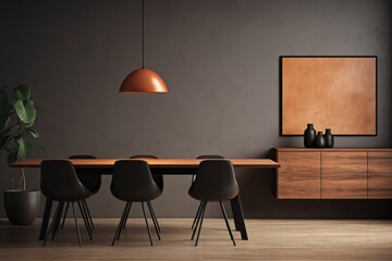 A modern dining table in a luxurious house