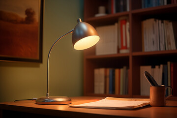 modern reading lamp on desk, generative AI