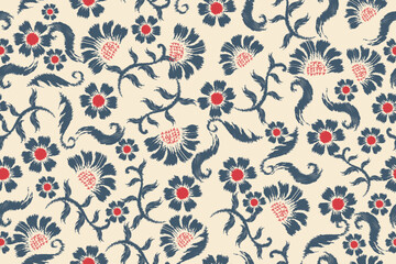 Seamless paisley embroidered floral motif pattern in vector, for design, fabric, wrapping, digital motif, background, wallpaper, print, clothing, etc.  © B_1_3