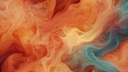 Abstract background with swirling patterns in shades of coral and spiced apple red, resembling fluid motion or soft flames, with a smooth, digital texture.