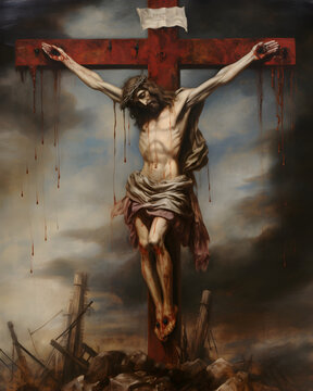 Crucifixion of Jesus Christ at cross