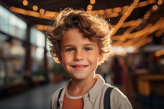 Young smiling boy. Image of smiling child. AI.