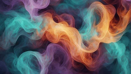 Selbstklebende Fototapeten Ethereal abstract flames swirling in a harmonious dance of lavender and teal colors, creating a mesmerizing and fluid artistic texture. © Tom