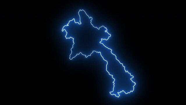 Animated Laos map icon with a glowing neon effect