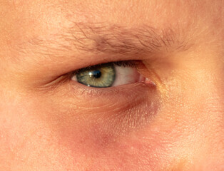 Close-up of a boy's eyes. Macro