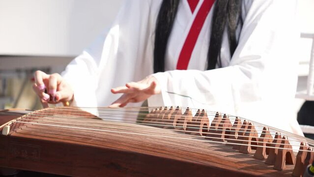 playing the guzheng