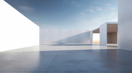 Obraz premium 3d render of abstract futuristic architecture with empty concrete floor