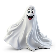 3d cute smiling ghost on transparent background, Ai Generated