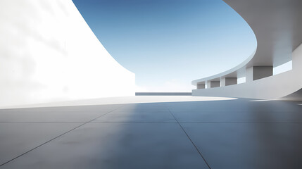 Obraz premium 3d render of abstract futuristic architecture with empty concrete floor