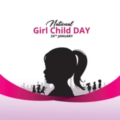 Foto op Plexiglas International Day of the Girl Child. 11 October - International Day of the Girl Child. International Children's Day Greeting Card. Editable vector illustration daughter, girl. © 2D