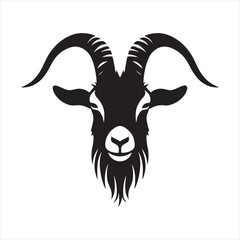 Lunar Lullaby: Goat Silhouette Serenaded by Night's Whisper - Goat Black Vector Stock
