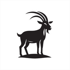 Enigmatic Explorer: Goat Silhouette in Cosmic Expedition - Goat Black Vector Stock
