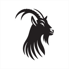 Celestial Companion: Goat Silhouette by Your Cosmic Side - Goat Black Vector Stock
