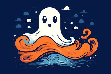 ghosts in a winter landscape, a gloomy picture, a scary story