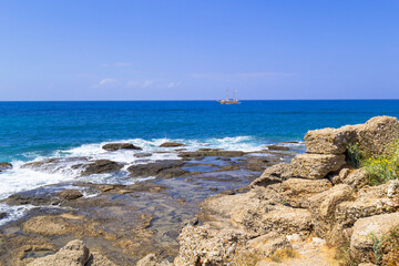 Ancient ruins of the Temple of Apollo in Side, Turkey