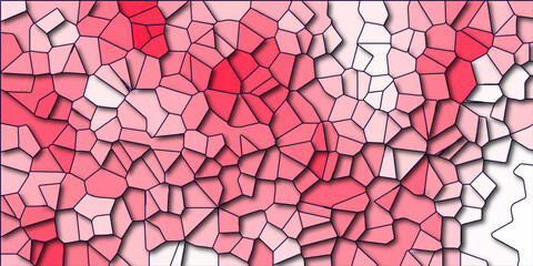 Stained Glass  background with quartz multi Red color, featuring top view walkway of natural broken slate stone, vector geometric retro tiles pattern, wall or track tiles, and paving stone