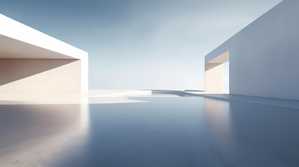 Obraz premium 3d render of abstract futuristic architecture with empty concrete floor