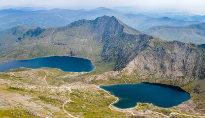 Glaslyn and llyn Llydaw lakes beside Mount Snowdon, Wales © estivillml