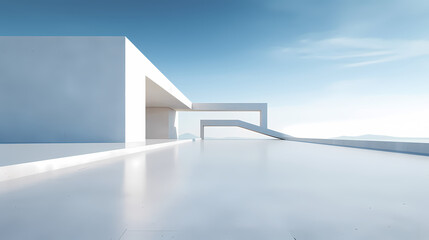 Obraz premium 3d render of abstract futuristic architecture with empty concrete floor