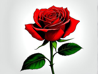 Red rose isolated on white background - Generative AI