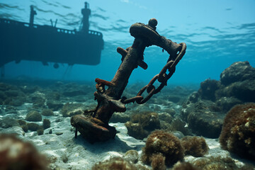 Anchor and ship In Bonaire Waters
