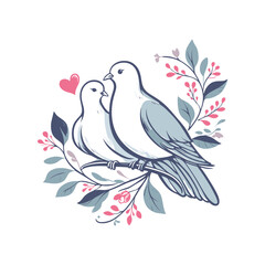 Pigeons sitting in love, vector art