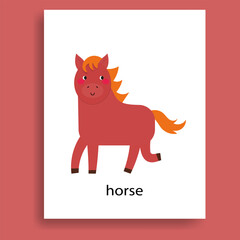  colorful  horse, ungulate herbivores animals cartoon flat  vector illustration