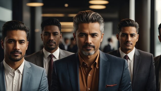 group of serious businessmen